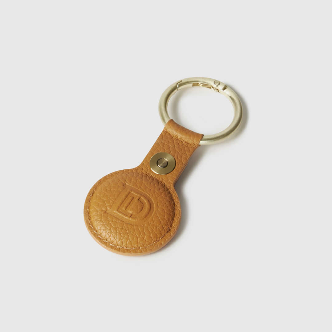 AirTag compatible DOGLOC leather keychain front view
