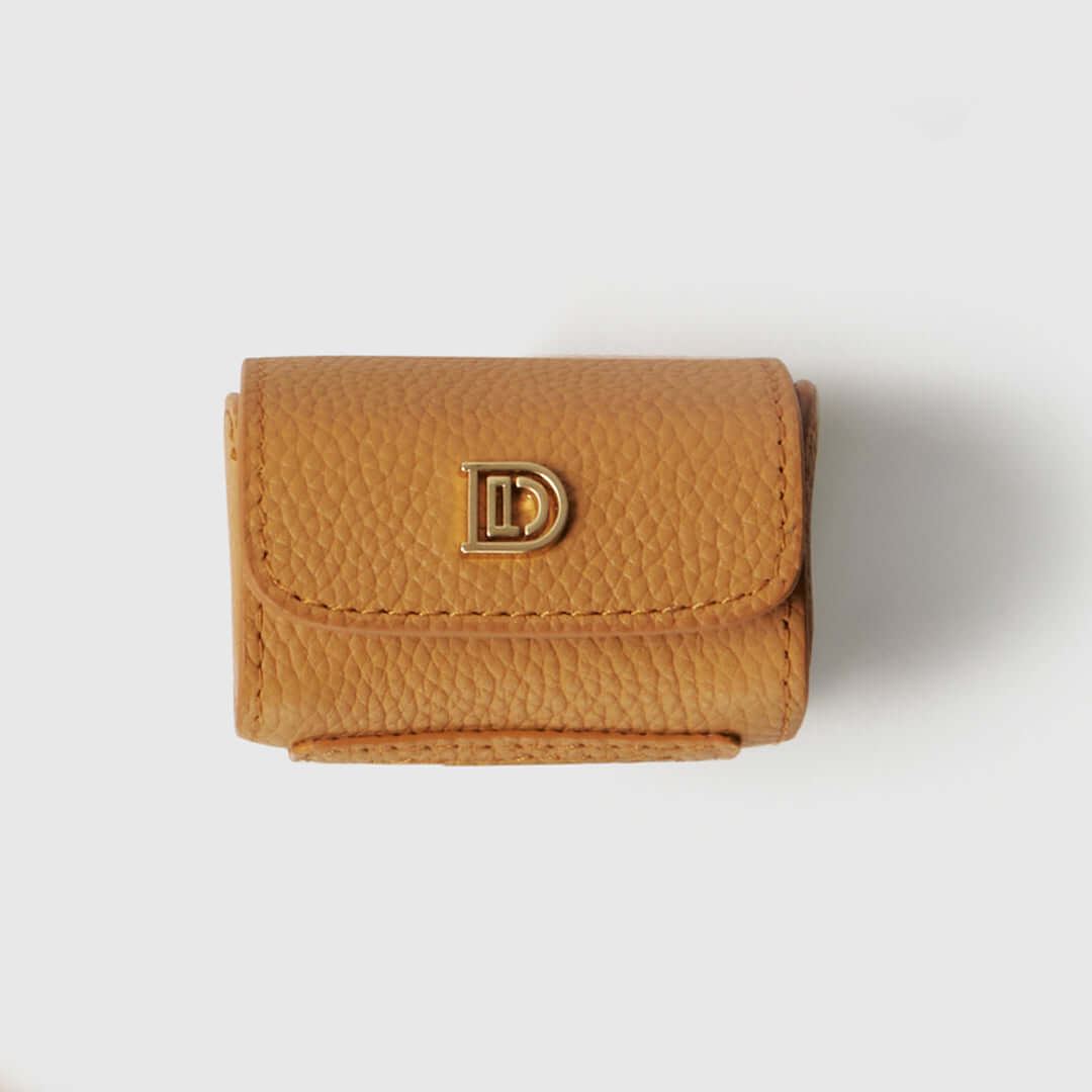 Front view of the DOGLOC leather poop bag holder